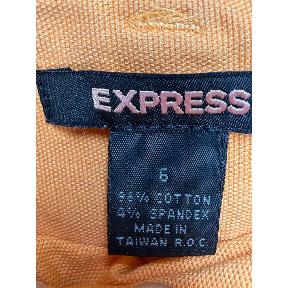 Express Orange Cotton Blend Zip Front Mini Skirt Size 6 Y2K Bright Preppy